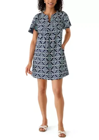 Women's Split Neck Printed Dress