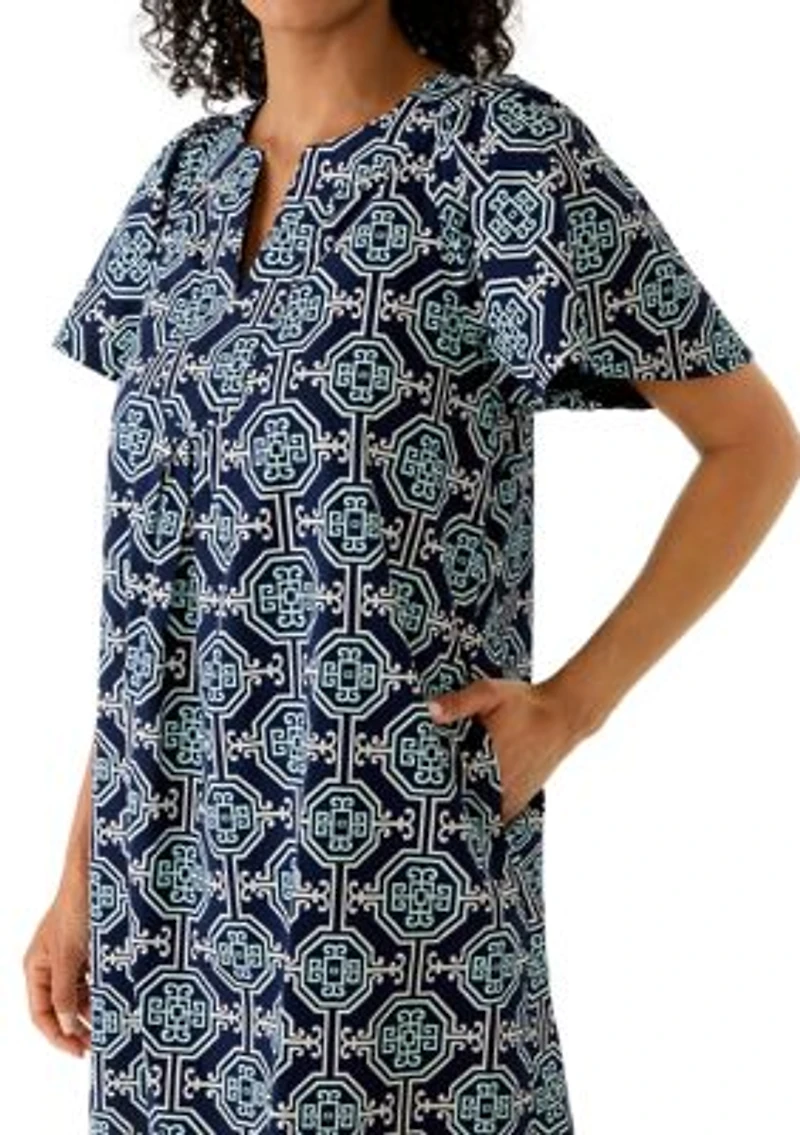 Women's Split Neck Printed Dress
