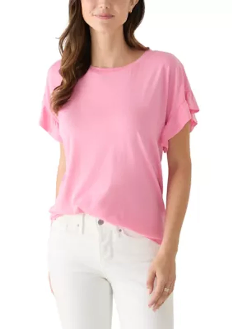 Women's Short Sleeve Ruffle Shirt