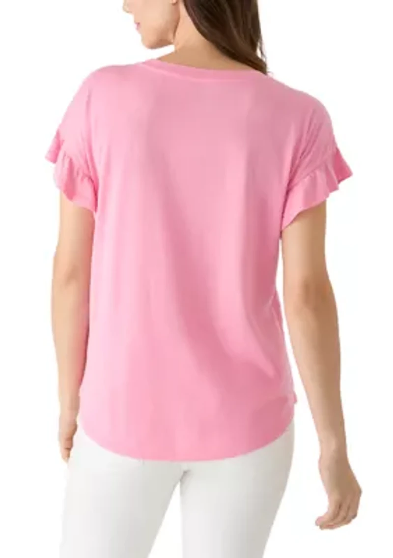 Women's Short Sleeve Ruffle Shirt
