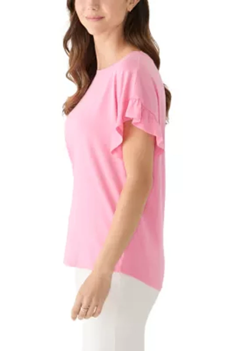 Women's Short Sleeve Ruffle Shirt