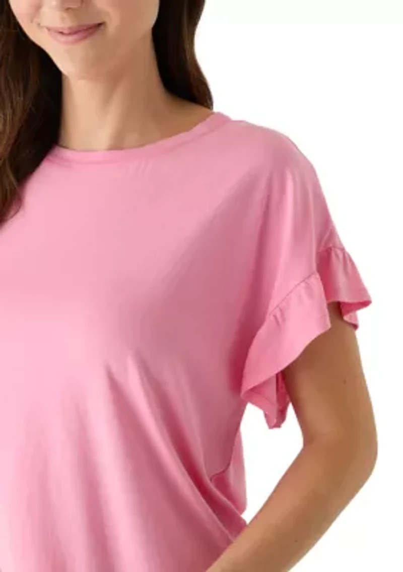 Women's Short Sleeve Ruffle Shirt