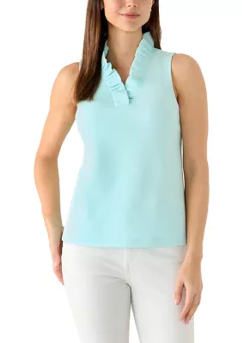 Women's Sleeveless Ruffle Neck Blouse
