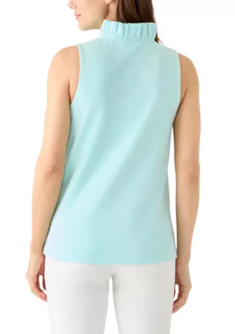 Women's Sleeveless Ruffle Neck Blouse