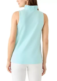 Women's Sleeveless Ruffle Neck Blouse