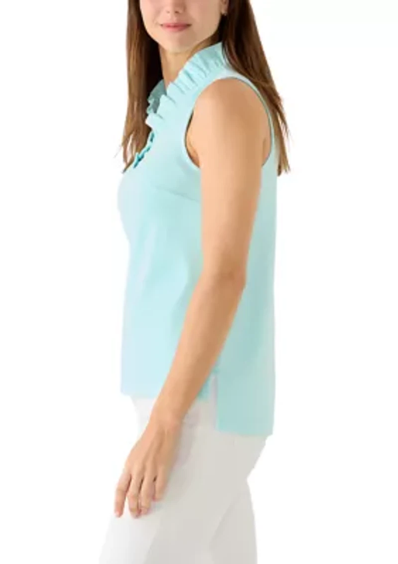 Women's Sleeveless Ruffle Neck Blouse