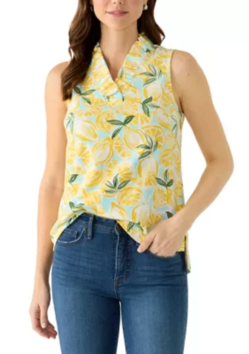 Women's Sleeveless Ruffle Neck Top