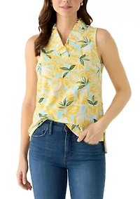 Women's Sleeveless Ruffle Neck Top