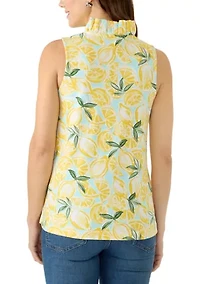 Women's Sleeveless Ruffle Neck Top
