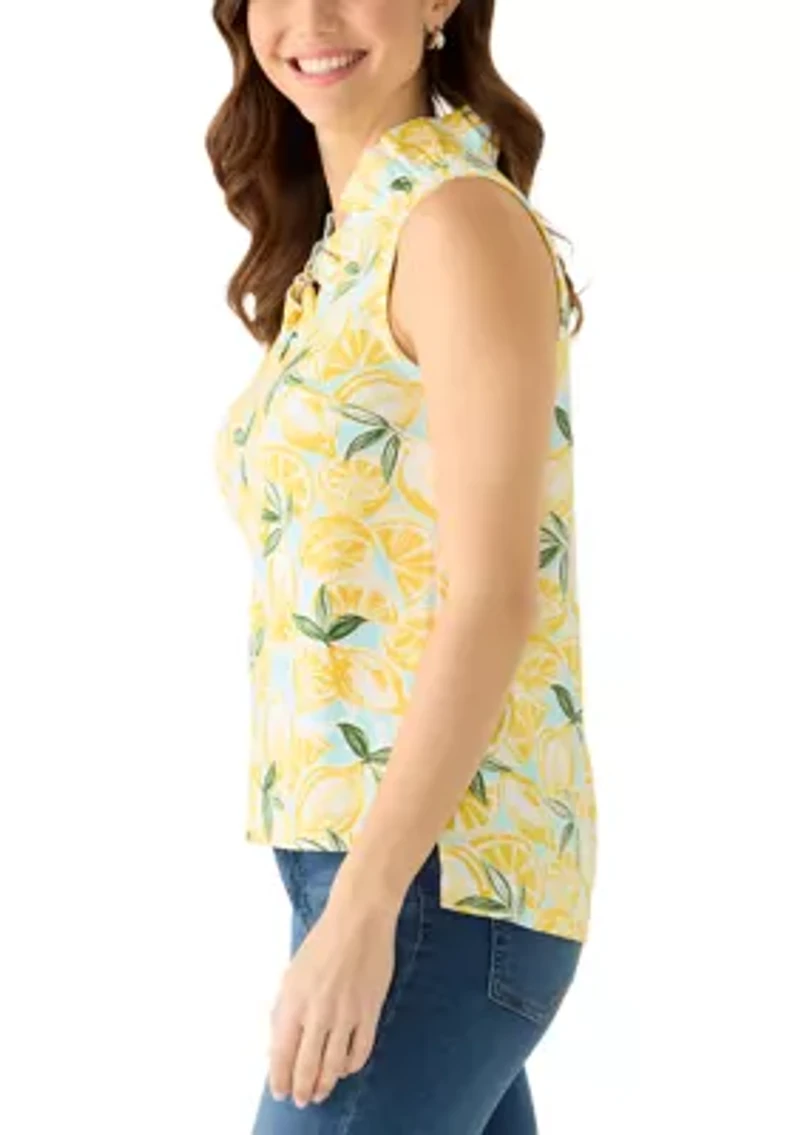 Women's Sleeveless Ruffle Neck Top