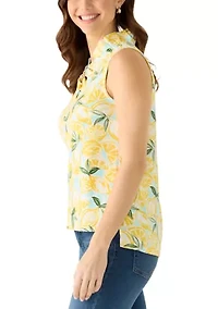 Women's Sleeveless Ruffle Neck Top