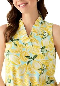Women's Sleeveless Ruffle Neck Top