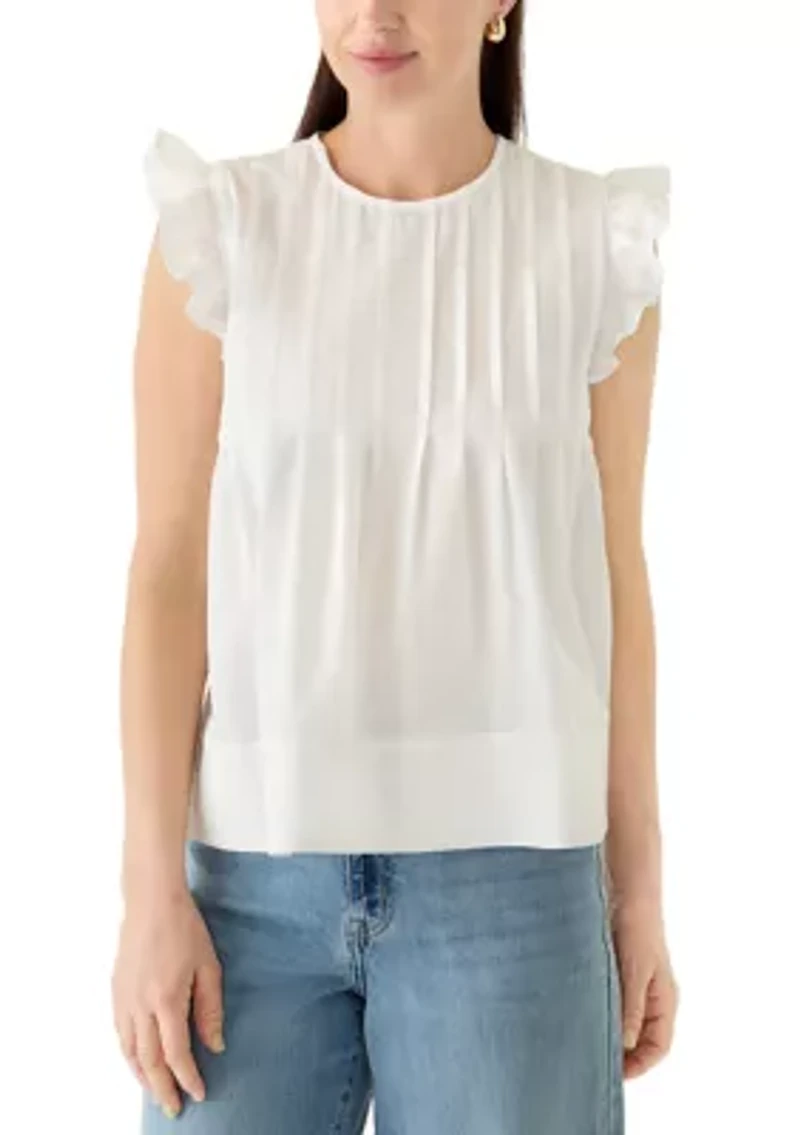 Women's Pintuck Flutter Sleeve Top