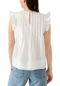Women's Pintuck Flutter Sleeve Top