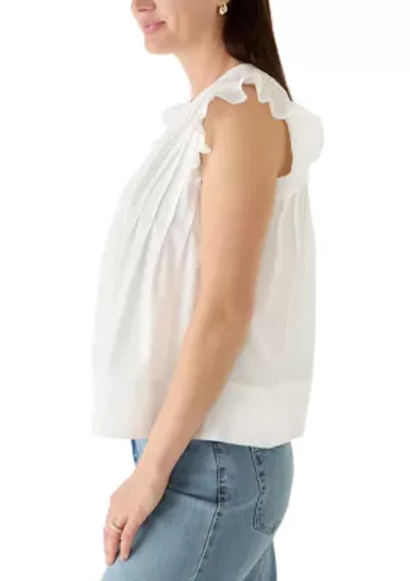 Women's Pintuck Flutter Sleeve Top