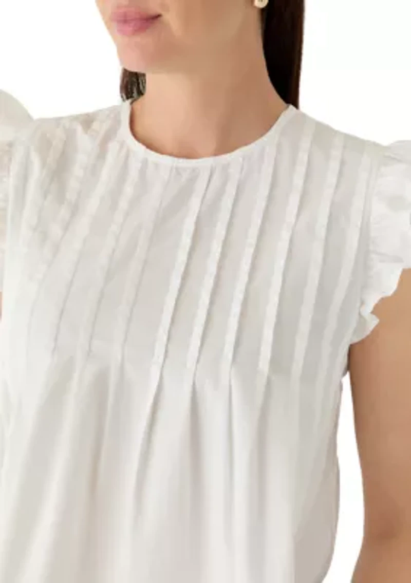 Women's Pintuck Flutter Sleeve Top