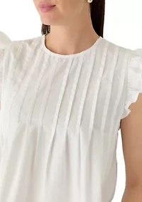 Women's Pintuck Flutter Sleeve Top