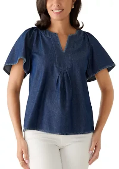 Women's Split Neck Printed Top