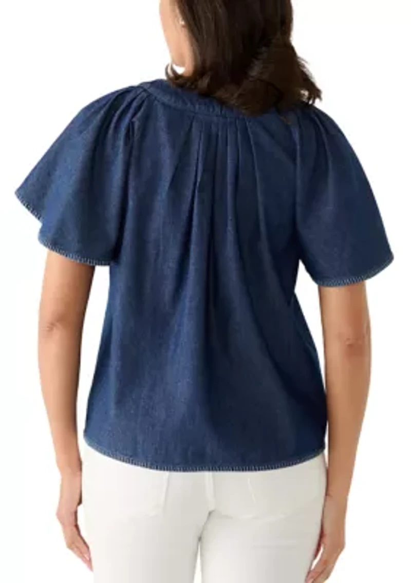Women's Split Neck Printed Top