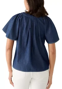 Women's Split Neck Printed Top