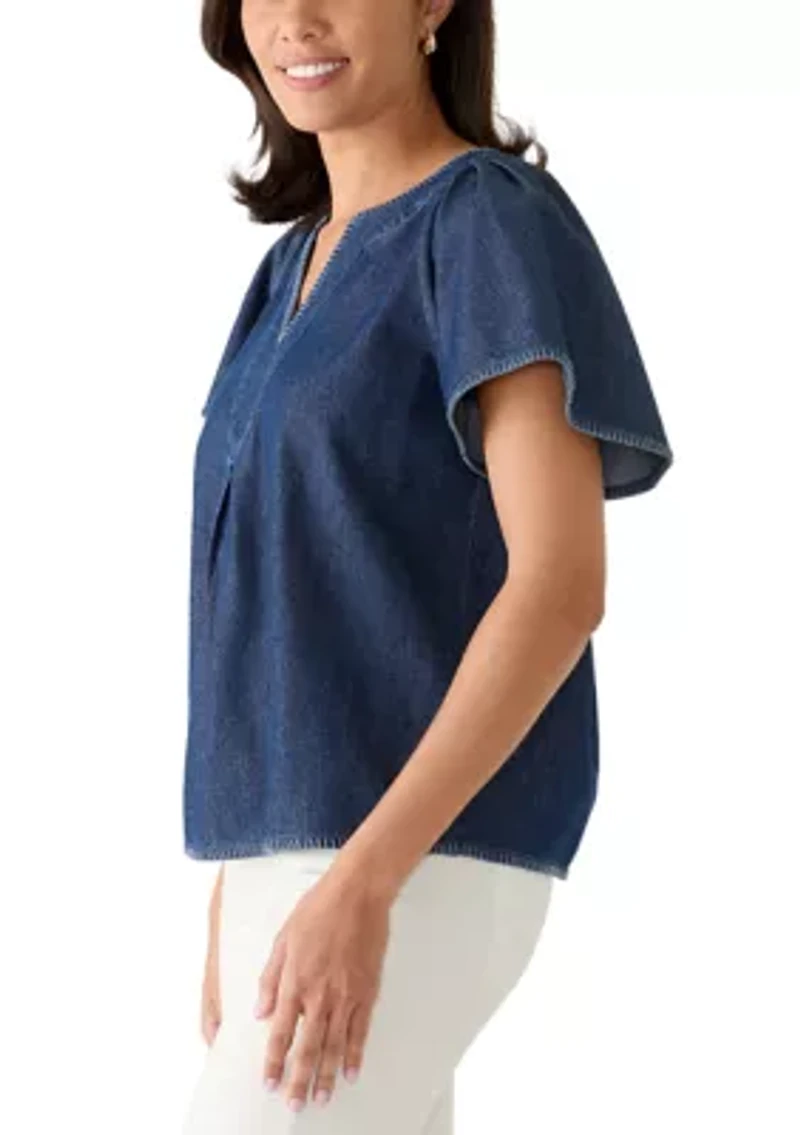 Women's Split Neck Printed Top