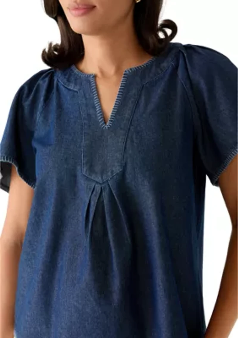 Women's Split Neck Printed Top