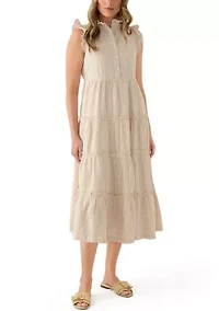 Women's Sleeveless Ruffle Tier Midi Dress