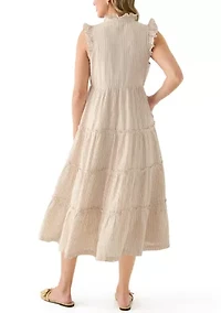 Women's Sleeveless Ruffle Tier Midi Dress