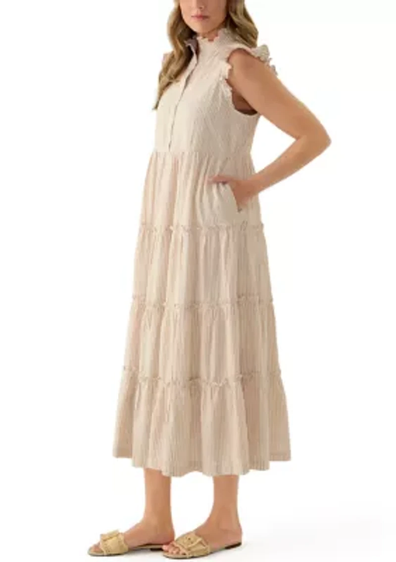 Women's Sleeveless Ruffle Tier Midi Dress