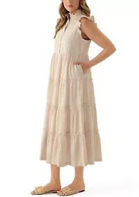 Women's Sleeveless Ruffle Tier Midi Dress
