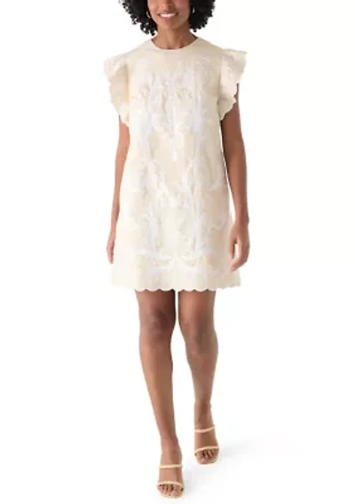 Women's Eyelet Flutter Sleeve Mini Dress