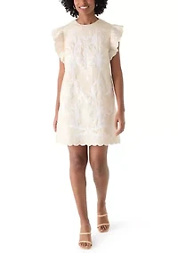 Women's Eyelet Flutter Sleeve Mini Dress