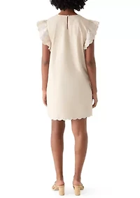 Women's Eyelet Flutter Sleeve Mini Dress