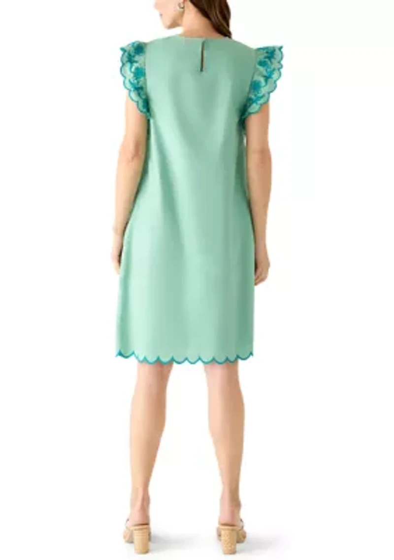 Women's Eyelet Flutter Sleeve Mini Dress