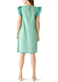 Women's Eyelet Flutter Sleeve Mini Dress