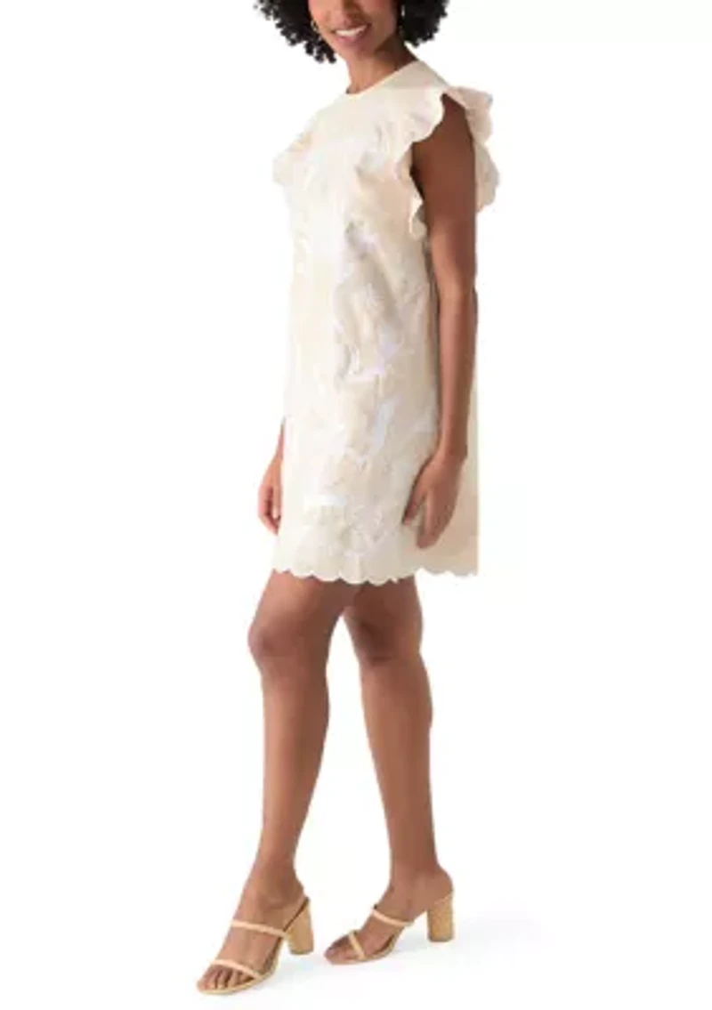 Women's Eyelet Flutter Sleeve Mini Dress