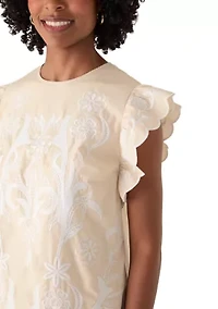 Women's Eyelet Flutter Sleeve Mini Dress