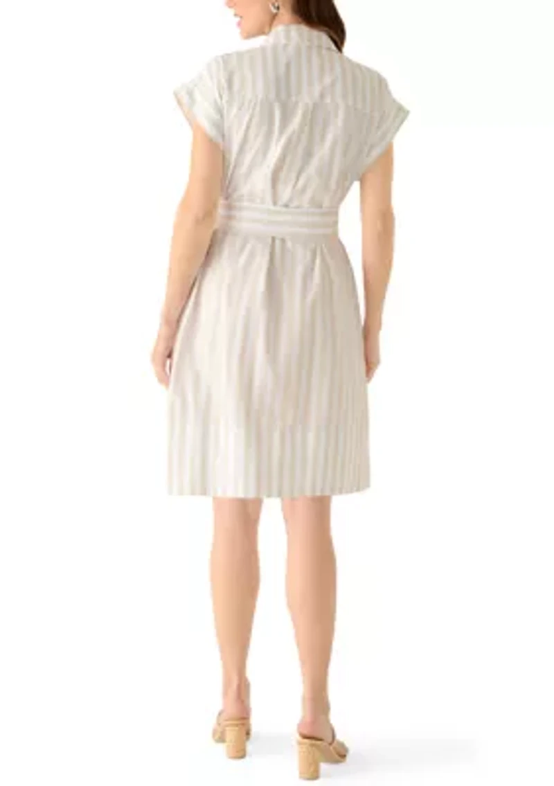 Women's Short Sleeve Dolman Belt Mini Dress