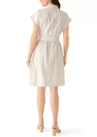 Women's Short Sleeve Dolman Belt Mini Dress
