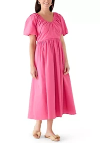 Women's Short Sleeve U-Neck Midi Dress