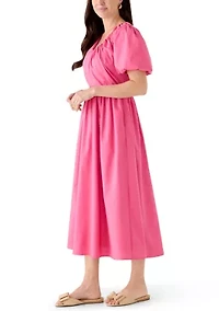 Women's Short Sleeve U-Neck Midi Dress