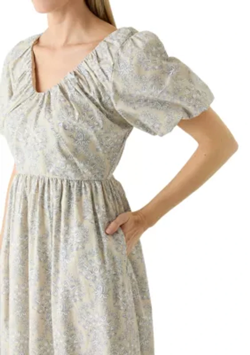 Women's Short Sleeve Scoop Neck Midi Dress