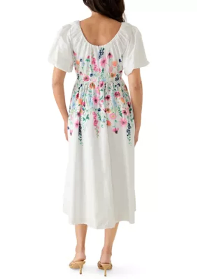 Women's Short Sleeve Scoop Neck Midi Dress