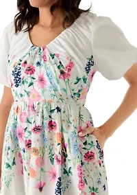 Women's Short Sleeve Scoop Neck Midi Dress