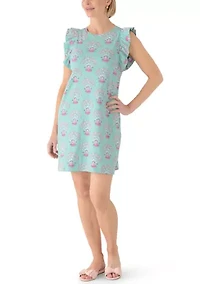 Women's Flutter Sleeve Print Knit Dress