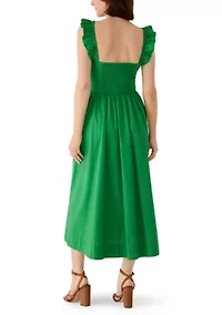 Women's Sleeveless Frill Midi Dress