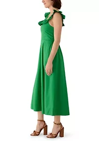 Women's Sleeveless Frill Midi Dress