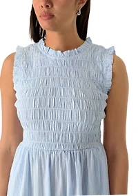 Women's Sleeveless Poplin Smocked Midi Dress
