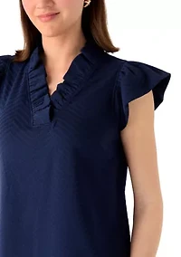 Women's Short Sleeve Ruffle Knit Shift Dress