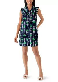 Women's Sleeveless Print Ruffle Dress